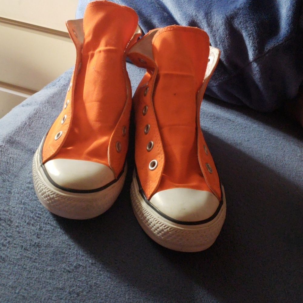 Orange neon converse